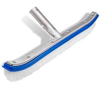 Swimming Pool Wall & Tile Brush,18" Heavy Duty Vinyl Polished Aluminum Back Cleaning Brush Head Designed for Cleans Walls, Tiles & Floors, Nylon Bristles Brush Head with EZ Clips (Pole not Included)