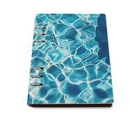 Swimming Pool Water A5 Loose Leaf Notebook, Premium PU Leather Refillable 6-Ring Binder Journal, Durable Cover Lined Paper Lay Flat Design for Writing Journaling and Organization