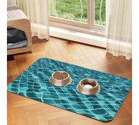 Swimming Pool Water Dog Food Mat, Absorbent Pet Feeding Mat for Food and Water Bowls Non-Slip Placement Pad for Floors Waterproof Quick Dry Water Dispenser Mat for Dogs Puppy Cats 16x24 Inch
