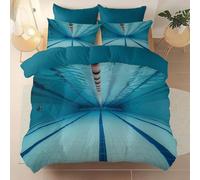 Swimming Pools Double Duvet Cover Set Underwater Scenery Bedding 3D Soft Comfort Microfiber Quilt Cover 200x200 cm with Zipper Closure and 2 Pillowcases for Kids Teenager Adults Z.777
