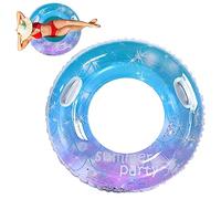 Swimming Ring Adult Starry Sky Sequins Floating Ring with Handle Inflatable Swimming Tube for Adults Pool Floats for Summer Beach Party Supplies Transparent Floating
