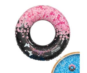Swimming Ring | Ergonomic Inflatable Swim Ring with Sequins Flower | Inflatable Pool Tubes | for Adults Beginners at the Beach at the Water Park Lake River at Party Photo Prop