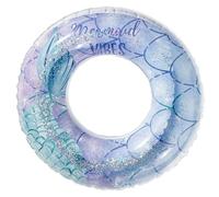 Swimming Ring for Kids, Mermaid Tail Sparkle Swimming Ring, Glitter Inflatable Pool Float Fun Beach & Pool Party Toy, Summer Water Fun Accessory (Blue)