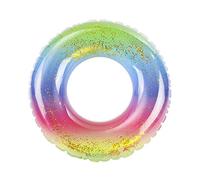 Swimming Ring Rainbow Sequins Floating Ring Transparent Swim Ring for Party Celebration Pool Party Beach Vacation