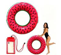 Swimming Rings for Adults, Inflatable Swimming Ring, Rubber Ring for Swimming, Pool Float with Waterproof Phone Pouch for Summer Beach Pool Party (Red, 75cm outer / 35cm inner diameter)