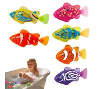 Swimming Robot Fish Toy, Water-Activated LED Glowing Robotic Fishes, Waterproof Magic Luminous Interactive Bath Toys Pool Toys, Electric Electronic Pet Fish Baby Bath Toys for Kids (6PCs)