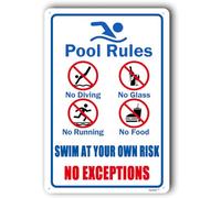 Swimming Safety Sign,Swimming Pool Rules Sign,Pool Warning Signs ""Pool Rules"" Metal Aluminum Sign 6x8 Inch