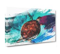 Swimming Sea Turtle V2 Canvas Print | Gallery Wrapped 30mm Frame Wall Art | 30x20 inches | Ready to Hang | Modern Animals Picture | Living Room Bedroom Lounge Office