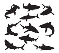 Swimming Sharks Paper Silhouettes Decor - 10pc