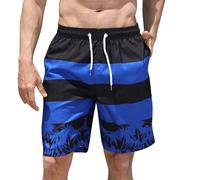 Swimming Shorts Men Bermuda Beach Board Shorts Mens Men's Swim Trunks Quick Dry Surf with Mesh Lining Summer Men's Beach Pants Lightweight Big and Tall Breathable for Surfing Running Sports Blue