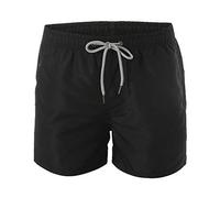 Swimming Shorts Men with Mesh Lining Mens Swim Trunks UK Quick Dry Men's Beach Board Surf Shorts with Pockets Waterproof Elasticated Waist wih Drawstring for Vacation Water Sports Black