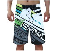 Swimming Shorts with Drawstring Men Knee Length Board Trunks Novelty Printing Plus Size Surfing Sports Shorts Men's Summer Breathable Swim Trunk Quick Dry Beachwear Short for Mens