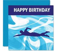 Swimming Sport Birthday Cards - Boys in Sports - Happy Birthday Card for Boy Son Brother Grandson Nephew Uncle Cousin, 145mm Bday Greeting Cards