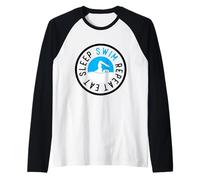 Swimming Team Swimmer Pool Coach Eat Sleep Swim Repeat Raglan Baseball Tee