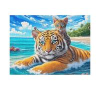 Swimming Tiger 500 Pc DIY Jigsaw Puzzle Fantastic Beasts Puzzles for Adults Teens Hard Challenging Team Building Stress Reducing Autumn High-grade Rigid Cardboard 500 PCS