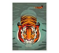 Swimming tiger Poster by Dieter Braun 13 x 18 cm Orange Wall art Wall decor