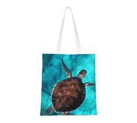Swimming Tortoise Sea Fashion Canvas Tote Bag With All Over Print Design, Large Reusable Shopper Tote With Double Handles,Beach Tote, Weekend Bag