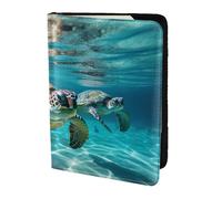 Swimming Tortoise Sea Print 5.5 Inch Passport For Men And Women Lightweight Stylish Travel Document Wallet, Black, One Size
