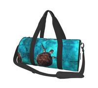 Swimming Tortoise Sea Travel Duffel Bag for Women Men,Print Polyester Tote Round Luggage Bag with Shoulder Strap