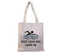 Swimming Tote Bags For Women Pool Lover Swimmer Gift Keep Calm And Swim On Swim Team Gift (Calm swim TG)