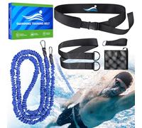 Swimming Training Belt - Swimming Aids for Adults, 8-25FT Adjustable Swimming Resistance Belt, Stationary Harness for Any Swimming Pool Without Counter Current System (Adults, Blue)