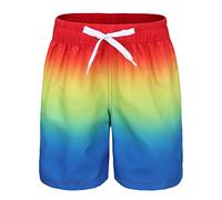 Swimming Trunks Boys Children's Swimming Shorts Quick Drying Board Shorts Hawaii Beach Shorts 5-14 Years, Rainbow colours., 9-10 Years