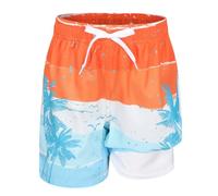 Swimming Trunks Boys Kids Swimming Shorts Quick Drying Board Shorts Compression Liner Beach Shorts 3-16 Years, Orange Blue Palm Tree, 15-16 Years