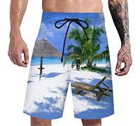 Swimming Trunks Men's Long Leisure Hawaiian Beach Swimming Shorts Men Summer Quick-Drying Shorts 3D Colourful Funky Surfer Shorts Men's Beach Pants Loose Casual Vacation Swimming Shorts, sky blue, XL