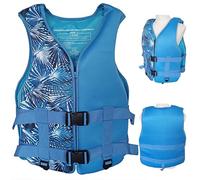 Swimming Vests Life Jacket Buoyancy Aid Adult Kids Buoyancy Aid Adjustable Neoprene Life Jacket Watersports Swim Vest with Zippered Pockets for Kayaking Boating Snorkelling(Blue,XXL)