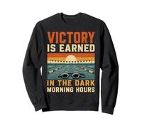 Swimming Victory Is Earned Dark Morning Hours Retro Training Sweatshirt