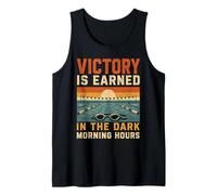 Swimming Victory is Earned Dark Morning Hours Retro Training Tank Top