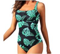 Swimsuits for Women UK Clearance, Ladies One Piece Swimming Costume Polka Dot Tummy Control Sexy Square Neck Ruched Swimwear Padded Beach Bathing Suits Vintage Bikini Push Up Monokinis Size S-XXL
