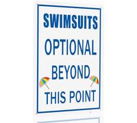 Swimsuits Optional Beyond This Point Metal Tin Sign No Clothing Sign For Pool Clothing Optional Beyond This Point Sign Hot Tub Signs Funny Pool Outdoor Wall Art 8"x12"
