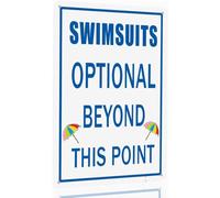 Swimsuits Optional Beyond This Point Metal Tin Sign No Clothing Sign For Pool Clothing Optional Beyond This Point Hot Tub Funny Pool Outdoor Wall Art 8x12 In