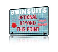 Swimsuits Optional Beyond This Point Metal Tin Sign Vintage Swimming Pool Signs Funny Wall Decor Plaque For Pool Party Water Park Outdoor Decoration 8x12 inch