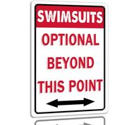 Swimsuits Optional Beyond This Point Tin Sign Vintage Swimming Pool Metal Signs Funny Wall Decor Plaque For Pool Party Water Park Outdoor Decoration 8x12 Inch