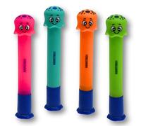 Swimtech Set of 4 Dive Sticks, Swimming Pool Toys, Soft Silicone, Safe and Flexible, Bright Colour, Build Confidence, Underwater Fun for Kids