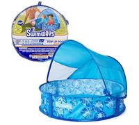 SwimWays Elite Pop-Up Above Ground Pool, Baby Pool with Canopy & Carrying Case, Foldable Pool for Kids Aged 9-24 Months, Measures 32", Blue