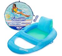 SwimWays Spring Float Premium Recliner Pool Lounger, Inflatable Pool Floats Adult with Fast Inflation for Ages 15 & Up, Sky Blue