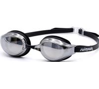 Swimxwin King Kobra Swimming Goggles Black with Silver Mirrored Lens | Competition Goggles for Adults | Anti-Fog Mirror Lenses with UV Protection, 3 Interchangeable Nose Bridges
