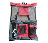 Swimz Elite Club Mesh Backpack - Black/Red/White, Large Swimming mesh Bag