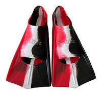 Swimz Short Blade Silicone Training Fins - Black / White / Red (UK 2-3 (Euro 35-36))