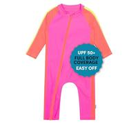 SwimZip Boys Long Sleeve Sun Suit UPF 50+ (Multiple Colours), Neon Pink/Orange, 3-4 Years
