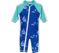 SwimZip¨ Little Boy Long Sleeve Sunsuit with UPF 50 Sun Protection - Blue -