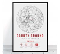 Swindon County Ground Stadium Map | Framed & Print Only Available | Town Minimalist Gift FC Football Fan Poster Art Artwork Gift For Him Memorabilia | Father's Day Christmas Birthday