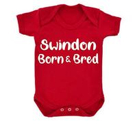 Swindon Town Born and Bred Football Premium Baby Vest Grow Romper Girl boy Gift Present Shower Newborn Age 0-3 Months White