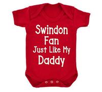 Swindon Town Robins Just Like Daddy Football Fan Baby Grow Vest Boy Girl Gift Romper Newborn Shower Age 0-3 Months Red