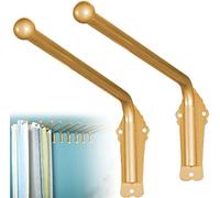 Swing Arm Window Curtain Rod, Heavy Duty Swing Arm Curtain Rod with Finials, Portiere Rod for Side Panels Window Curtain Display Stand Drapery Arm Door Curtain Rail Swing Arm ( Color : Gold 2 pcs , Si