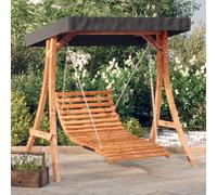 Swing Bed Canopy Anthracite 175x101x161.5cm Solid Spruce Teak Finish Outdoor Use