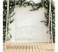 Swing Bench Antique White Steel 105.5 x 61 x 56 cm Outdoor Patio Cosy Seating XL